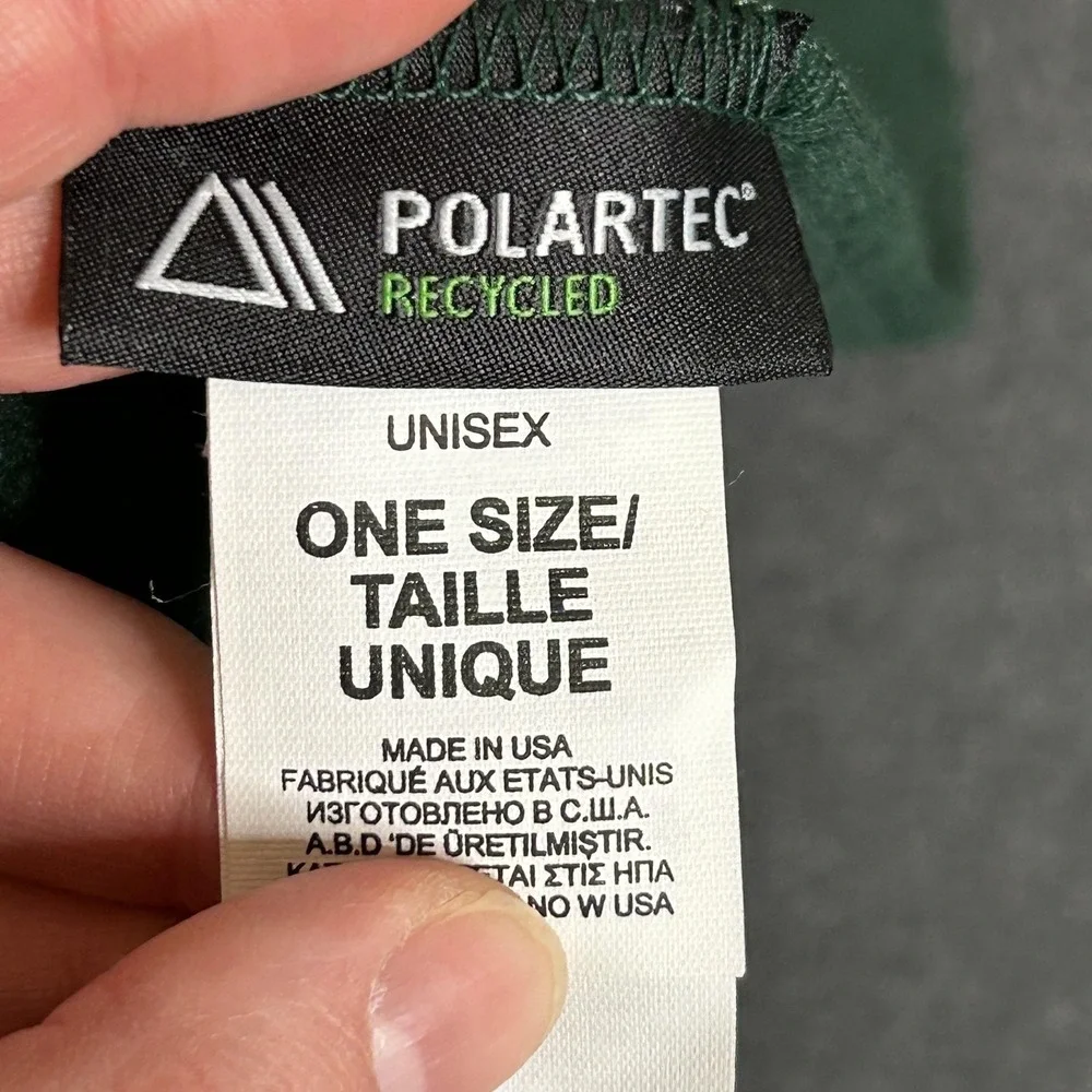The North Face Scarf Adult One Size Green Polartec Fleece Made USA Winter Warm